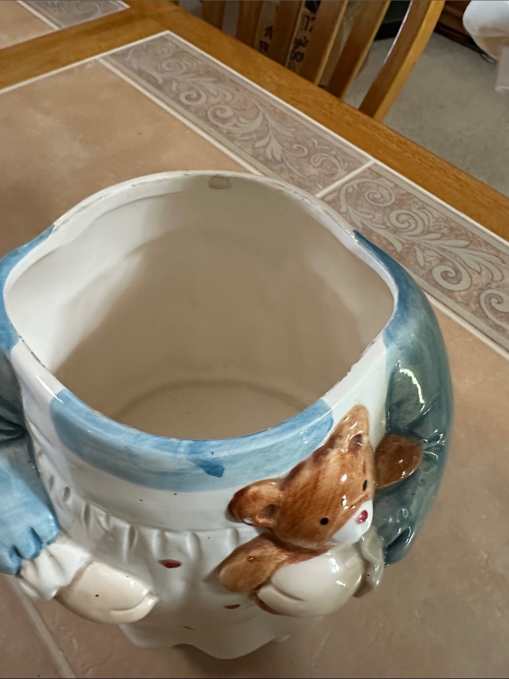 VTG Ceramic Bear Cookie Jars - Cream and Blue Decorative Set - Picture 9 of 14